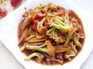 Stir-fried Organic Cauliflower with Tomatoes recipe