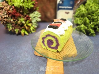 Spinach Purple Sweet Potato Cake Roll recipe