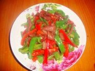 Stir-fried Duck Intestines with Green and Red Pepper recipe
