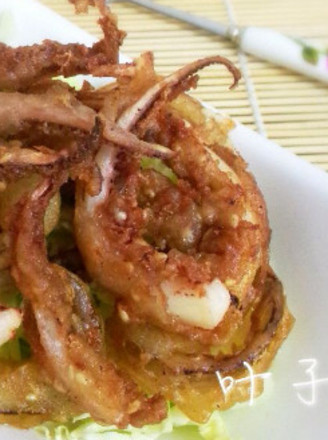 Fried Onion Rings and Squid Silk recipe