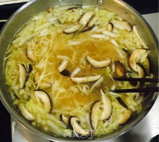 Hot Noodle Soup with Mushroom and Cabbage recipe