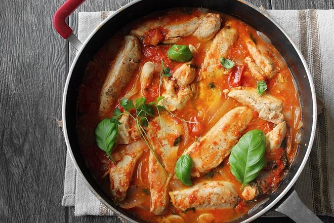 Stewed Chicken Breasts with Tomatoes and Basil丨healthy·three Meals recipe