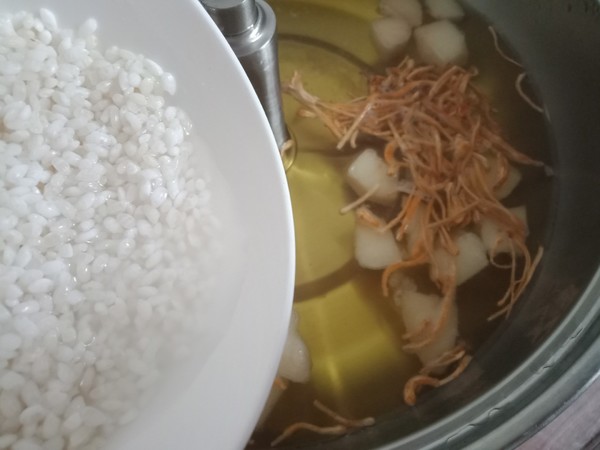 Cordyceps Flower Autumn Pear Rice Porridge recipe