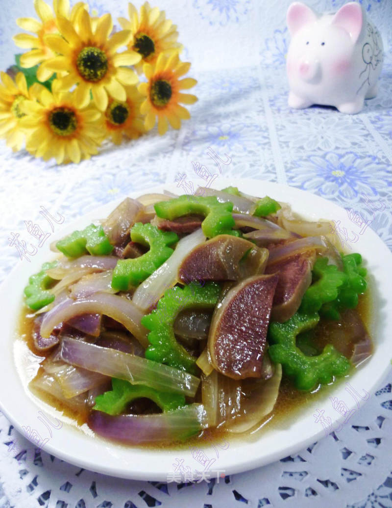 Bitter Gourd Pork Tongue Fried with Onions recipe
