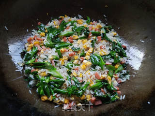 Fried Rice with Kale Ham and Egg recipe