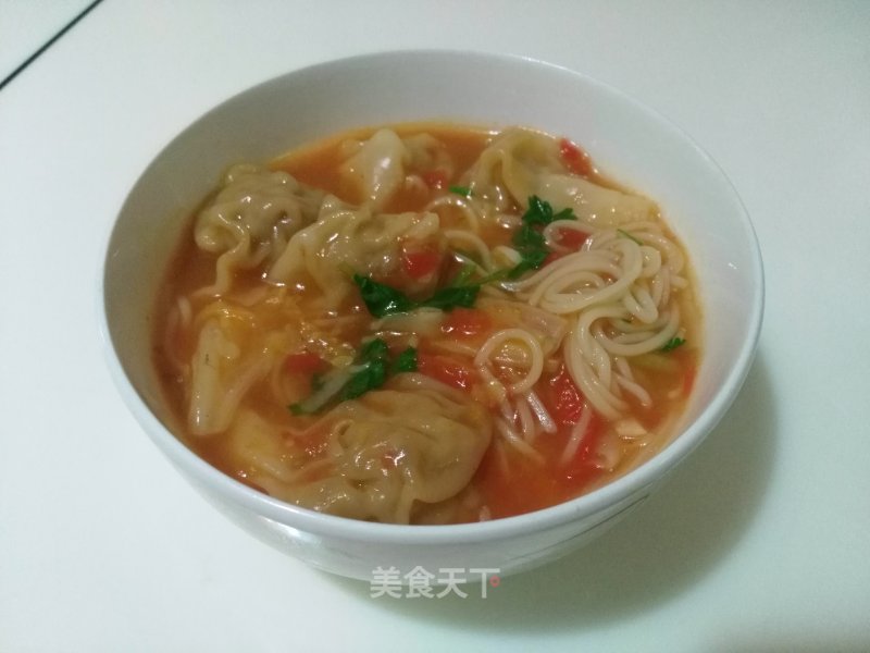 Tomato-flavored Wonton Noodles recipe