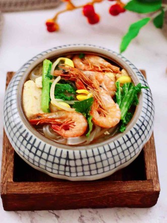 One-pot Stew with Moss and Sea Prawn Vermicelli