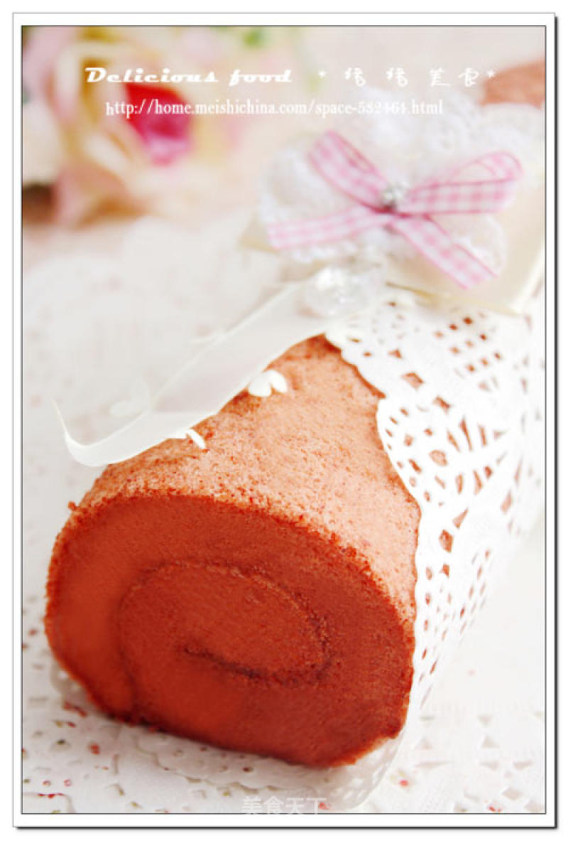 Give The Cake A Beautiful Color-red Yeast Chiffon Cake Roll recipe