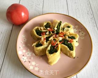 Celery Leaf Bean Curd Roll recipe