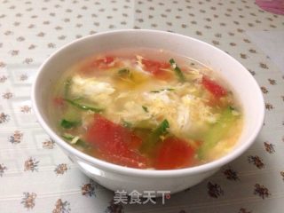 Tomato Cucumber Egg Drop Soup recipe