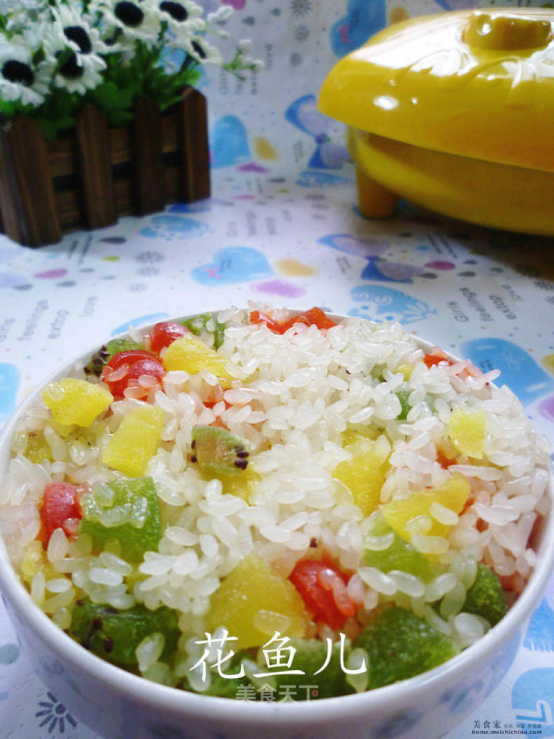 Three-color Glutinous Rice with Preserved Fruit recipe