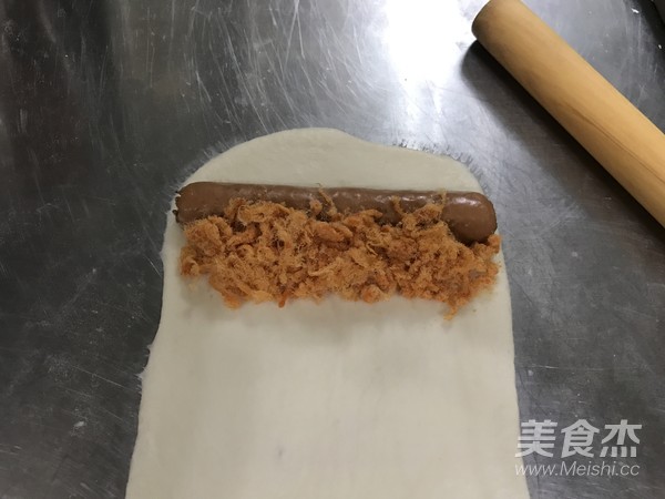 Pork Floss Sausage Buns recipe