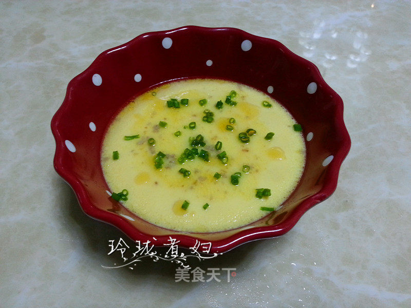 Minced Meat and Dried Shrimp Steamed Egg