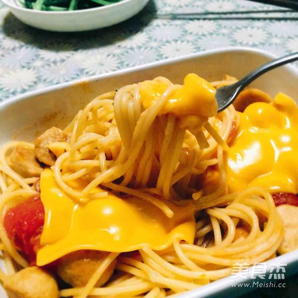 Baked Pasta with Tomato Meatballs and Cheese recipe