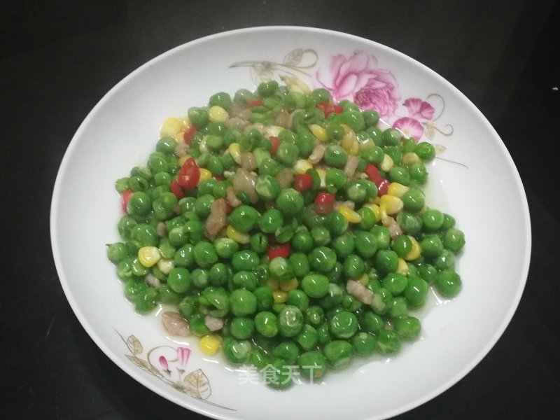 Fried Diced Pork with Peas and Corn recipe