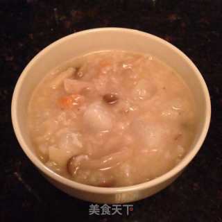 Lotus Root Porridge with Shrimp, Crab Flavor, Mushroom, Carrot and Scallop recipe