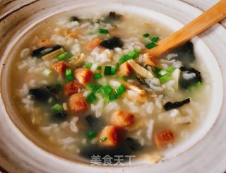 Congee with Dried Scallops and Vegetables recipe