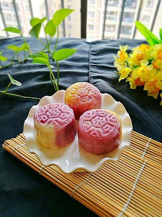 Three-color Snowy Mooncake with Purple Sweet Potato Stuffing recipe