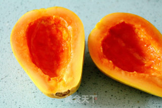 Four Good Desserts to Drive Away Qiuzao: [shuangxue Red Date Papaya Boat] recipe