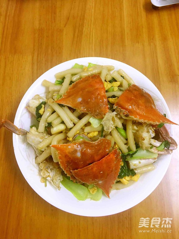 Stir-fried Rice Cake with Swimming Crab recipe