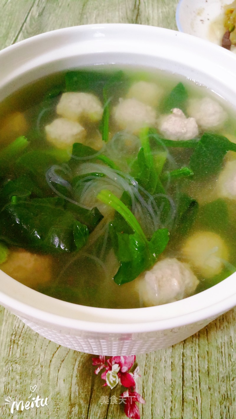 Vermicelli Soup with Spinach Balls recipe