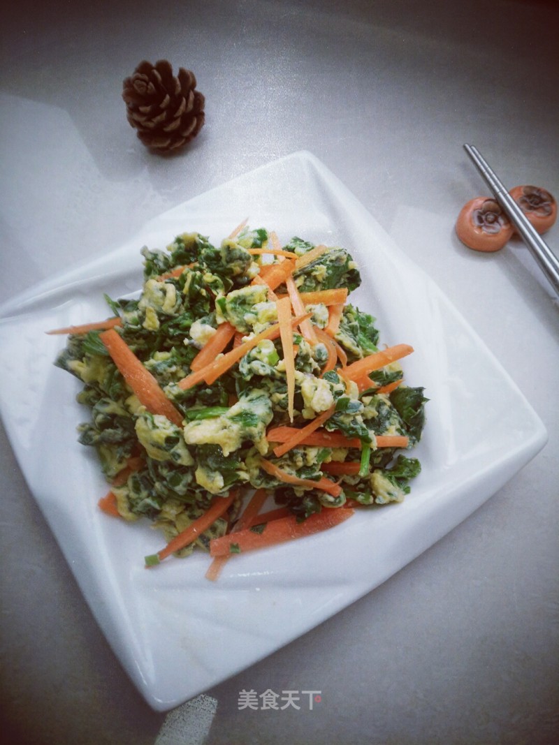 Fried Celery Leaves with Eggs recipe