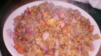 Fried Rice with Onion, Egg and Ham recipe