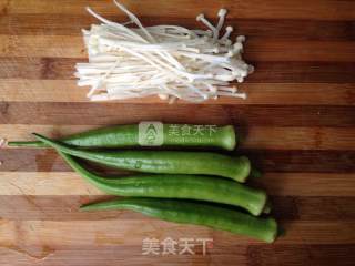 Steamed Okra Enoki Mushroom recipe