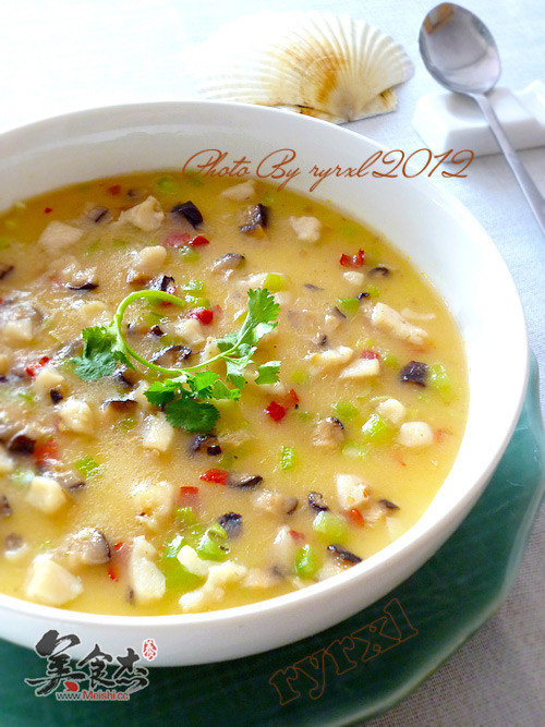 Colorful Steamed Custard with Fresh Shells recipe