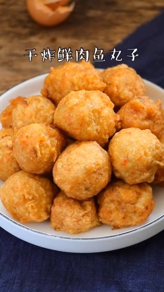 Fried Fish Balls with Fresh Meat recipe