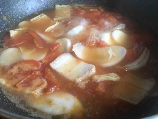 Tomato and Egg Soup Rice Cake recipe