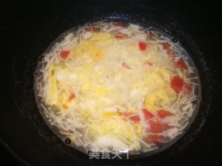 Enoki Mushroom and Mustard Egg Drop Soup recipe