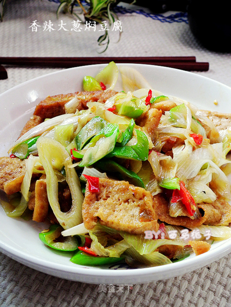 Warm Away The Cold---spicy Scallion Braised Tofu recipe