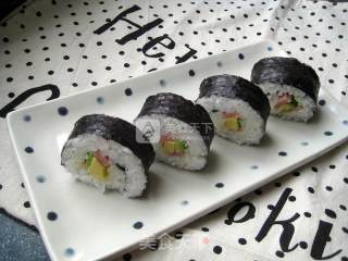 Avocado Ham Sushi-two Rolls and Two Different Colors recipe
