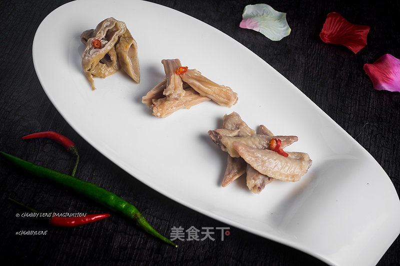 Three Treasures Marinated in Summer Honey Lees-duck Tongue, Wing Tip, Pig Intestines recipe