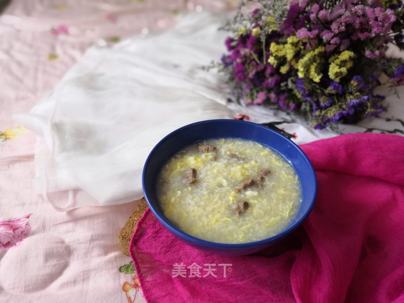 Beef Congee with Rolled Egg recipe