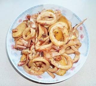 Fried Squid with Rice White recipe