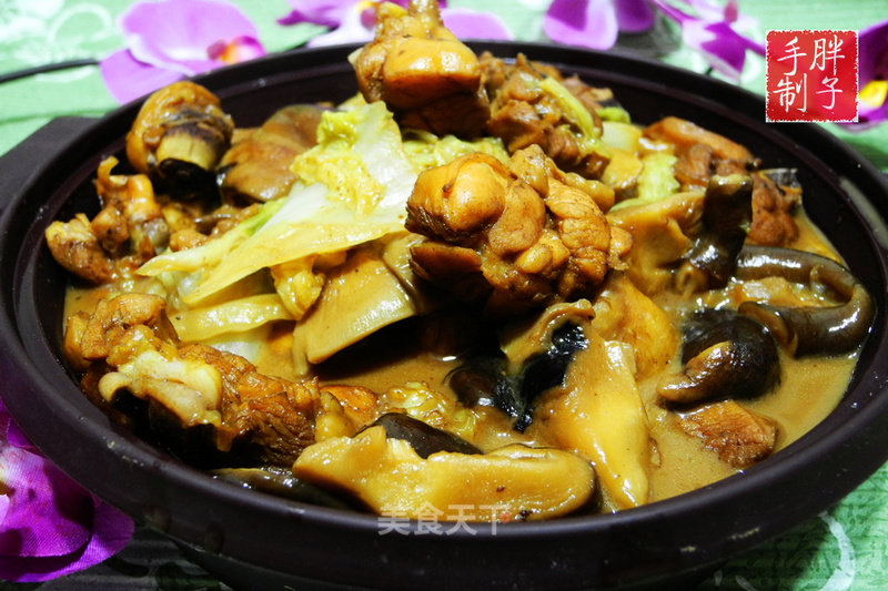Braised Chicken Nuggets with Cabbage and Mushrooms recipe