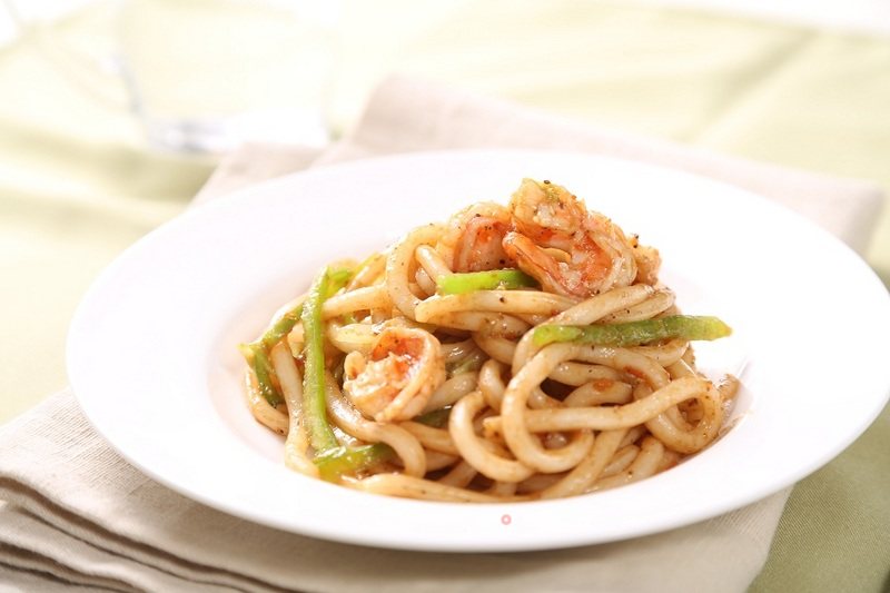 Stir-fried Udon Noodles with Black Pepper—jiesai Private Kitchen recipe
