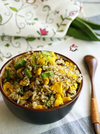 Fried Rice with Olive Vegetable Okra recipe
