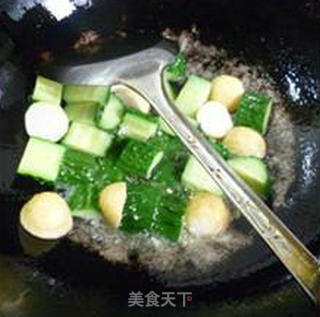 Fried Cucumber with Golden Fish Ball recipe