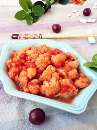 Stir-fried Cauliflower with Tomato Sauce