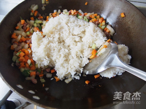 Basil Sausage Beef Fried Rice recipe