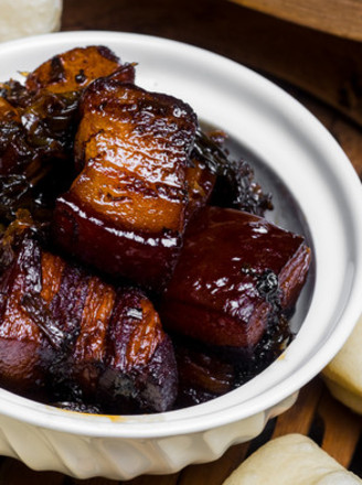 Braised Pork with Plum Dried Vegetables (with Lotus Leaf Cake) recipe