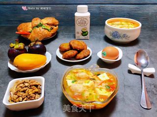 #蛋#shrimp and Tomato Tofu Egg Soup recipe