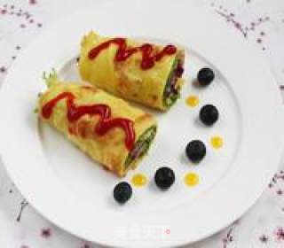 Egg Burrito with Ham, Lettuce and Purple Kale recipe