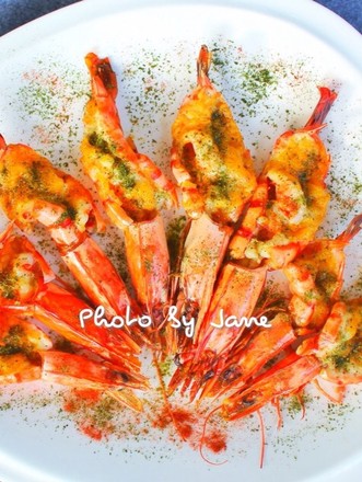 Baked Prawns with Salad Mustard Sauce recipe