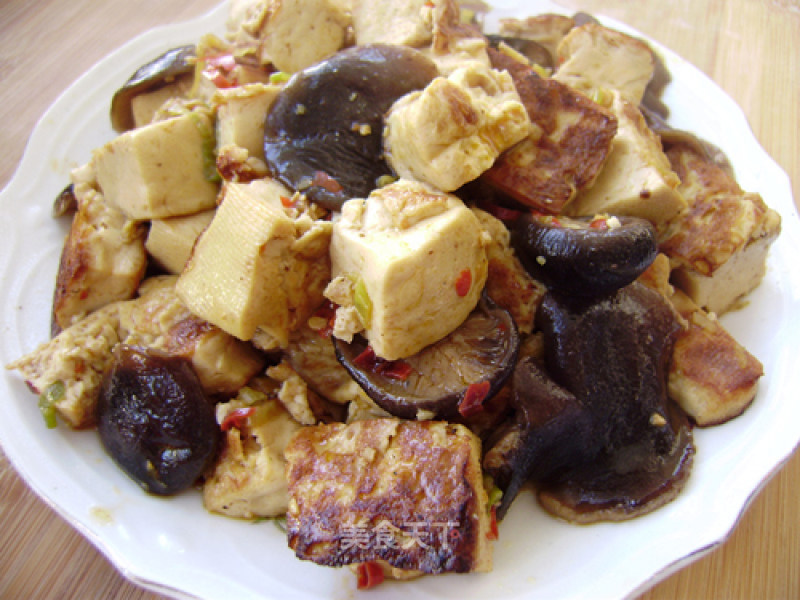 【winter Lettuce】fried Tofu with Mushrooms recipe