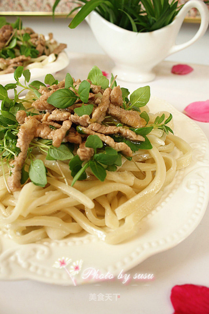 Cold Noodles-hand-rolled Noodles with Shredded Pork with Nepeta
