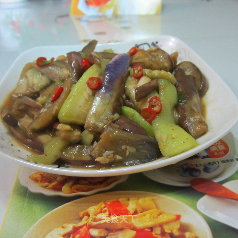 Fried Eggplant with Loofah recipe